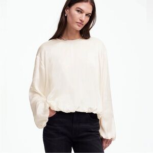 Madewell Cream Long Sleeve Bubble Hem Top 0 NWT